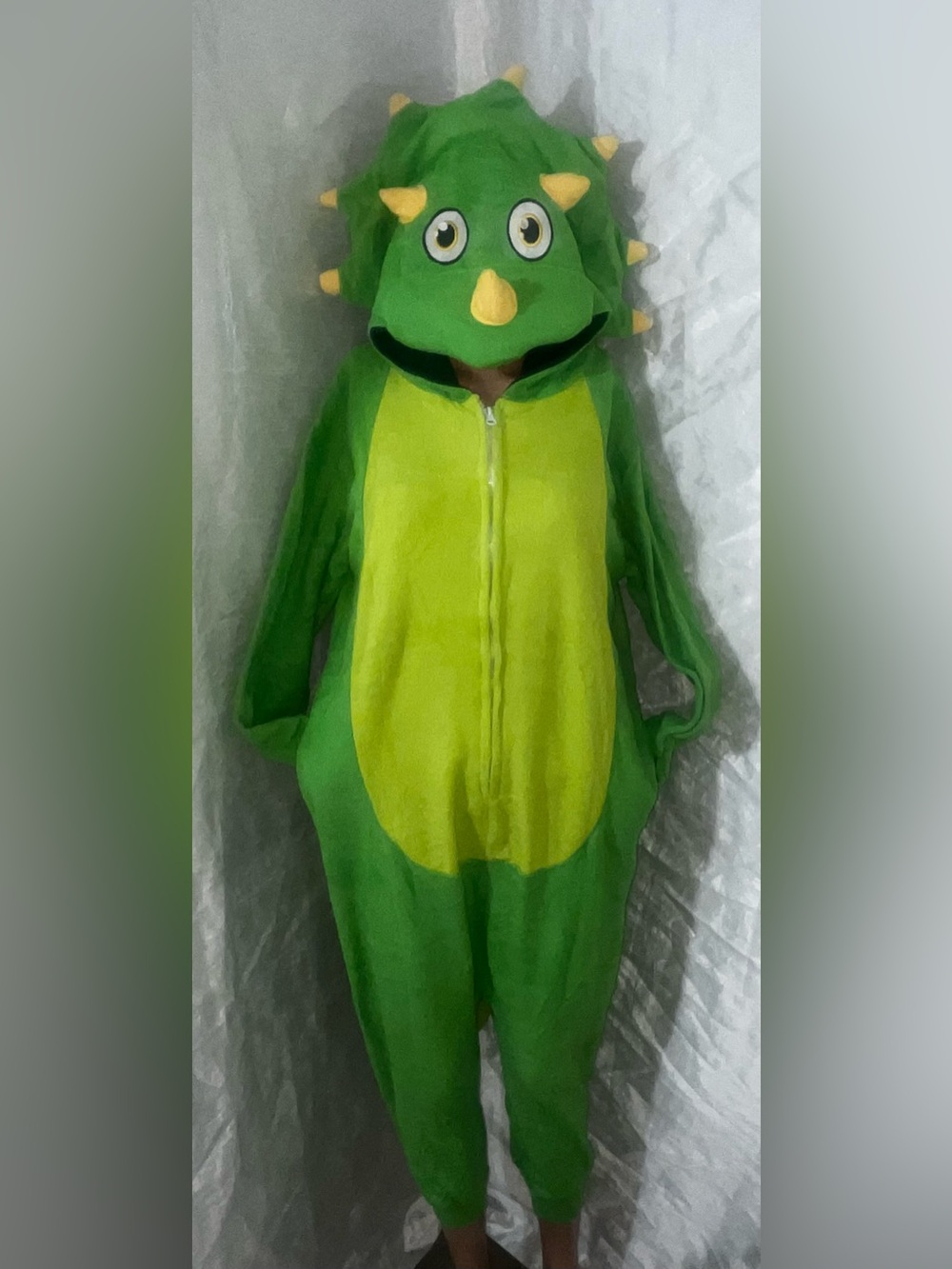 Green Women's Dinosaur  Hooded Onesie Jumpsuit - Picture 3 of 8